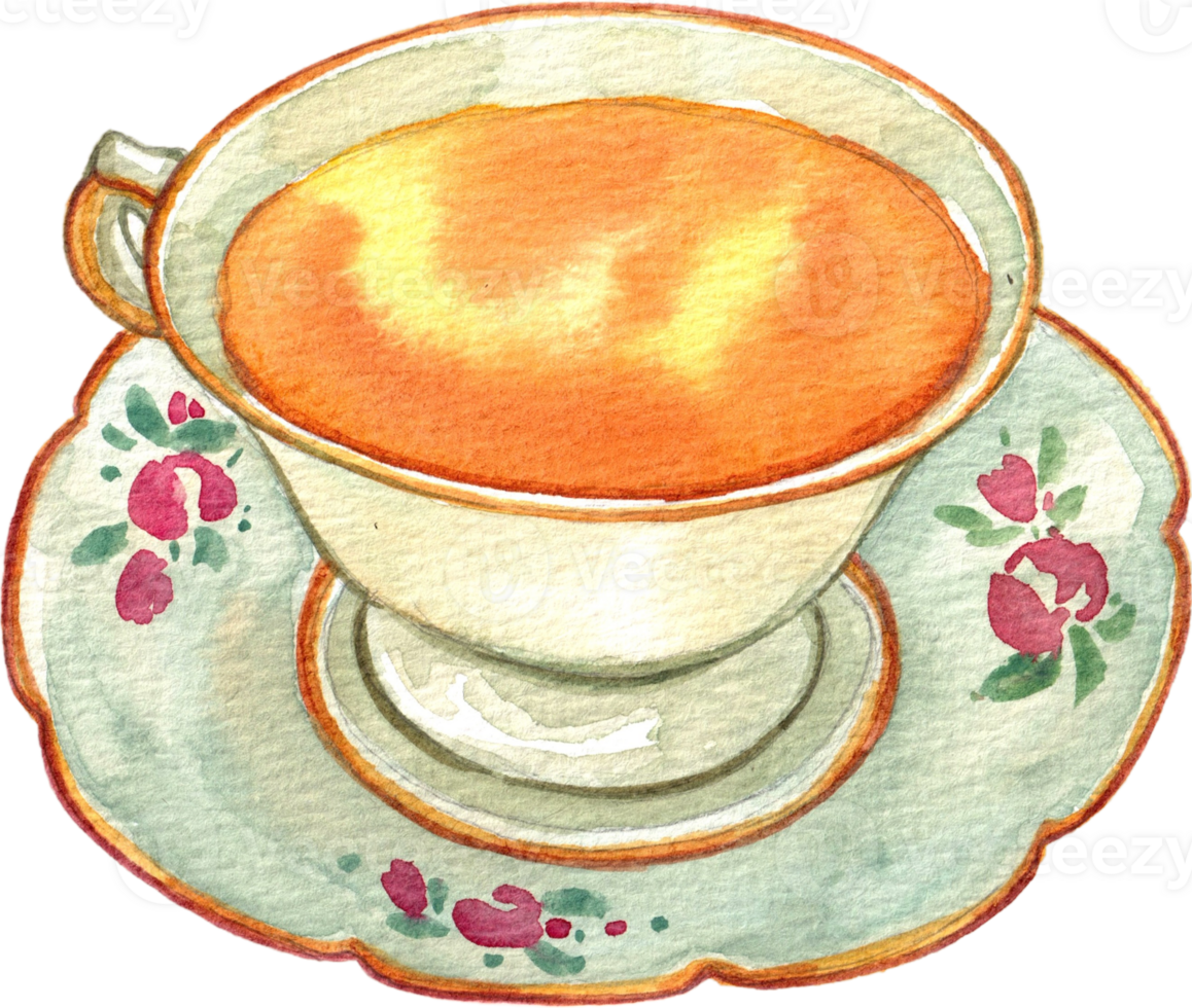 Hanndrawn hot tea watercolor png