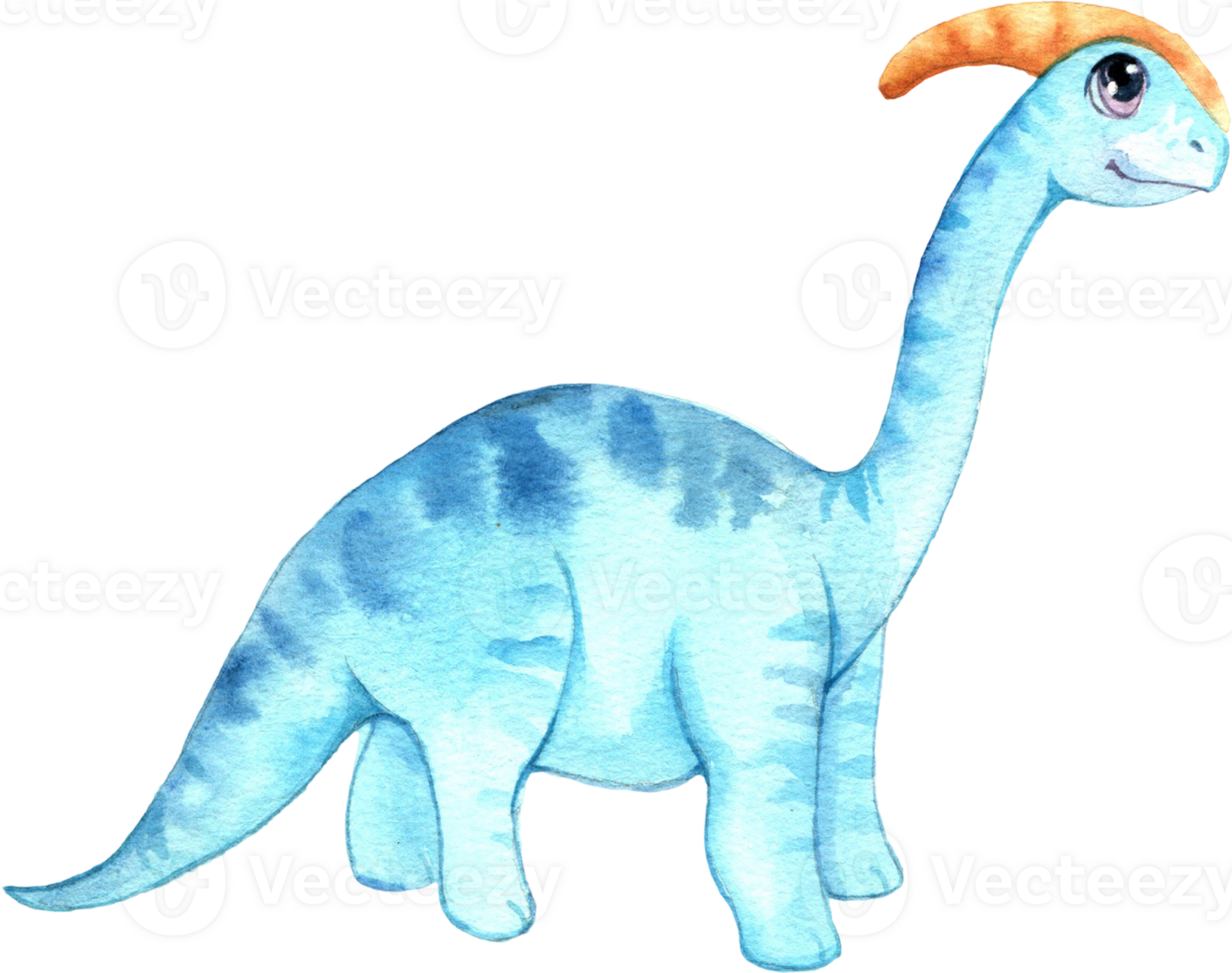 Handdrawn dinosuar cartoon watercolor png