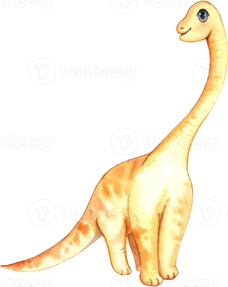 Handdrawn dinosuar cartoon watercolor png
