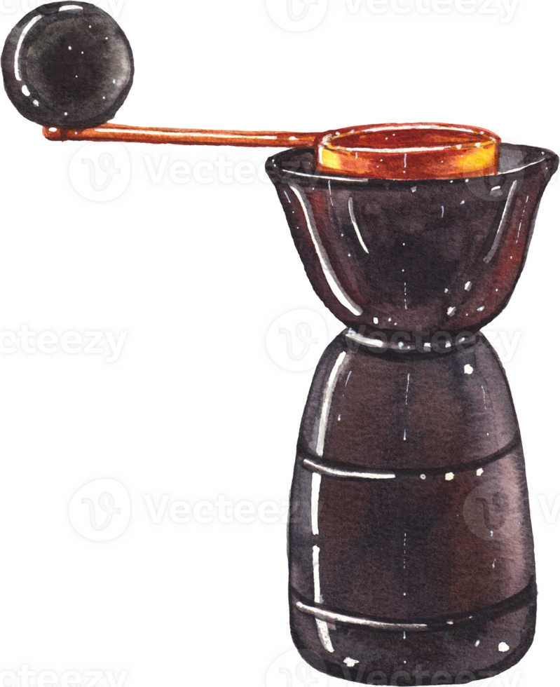 Handdrawn coffee culture watercolor png