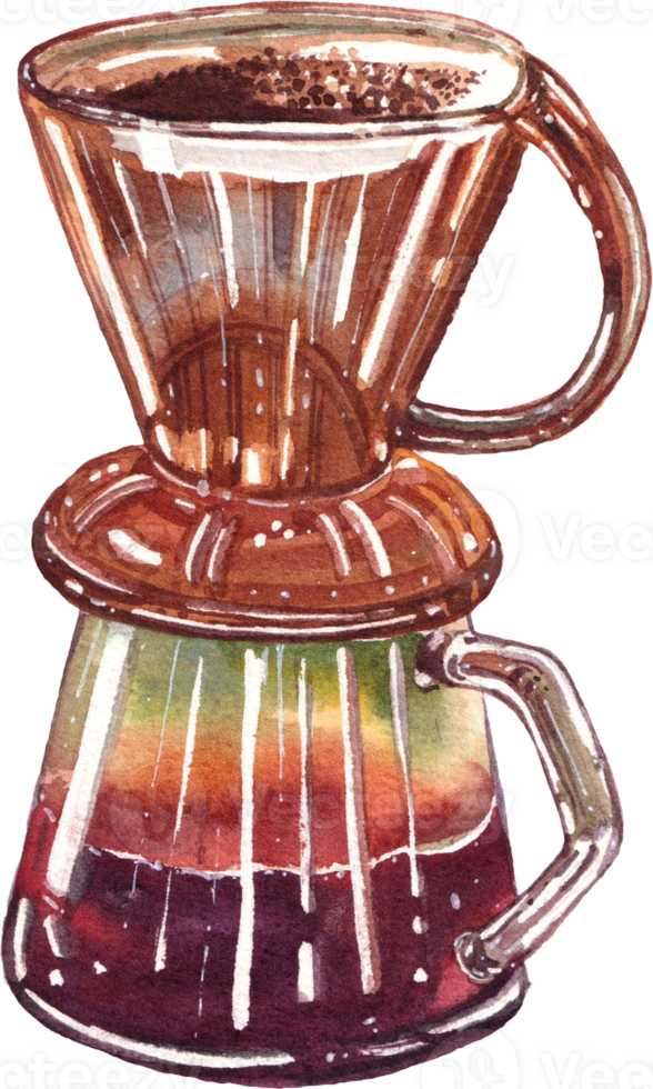 Handdrawn coffee culture watercolor png