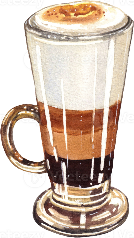 Handdrawn coffee culture watercolor png