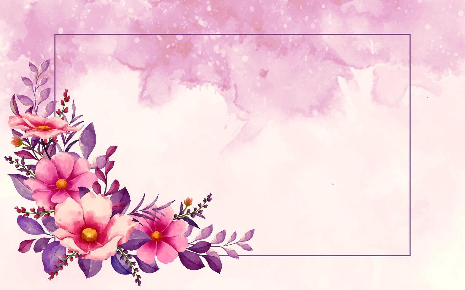 Watercolor Floral Background with Hand-Drawn Botanical Flower Frame Design vector