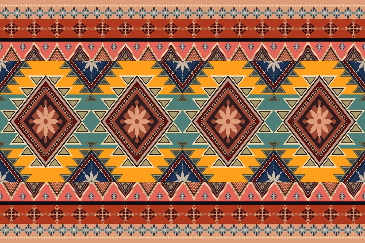 avajo tribal seamless pattern. Native American ornament. Ethnic South Western decor style. Boho geometric ornament. seamless pattern. Mexican blanket, rug. striped on pink background. vector