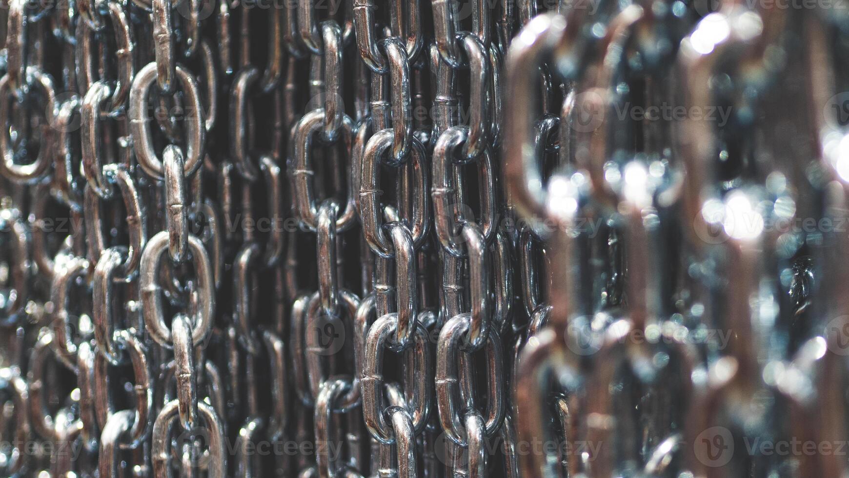 Silver metal steel chain close up texture background industrial photo