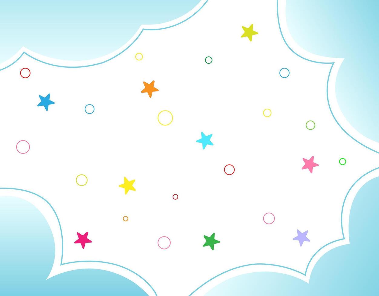 Blue Clouds with Stripes and Colorful Stars vector