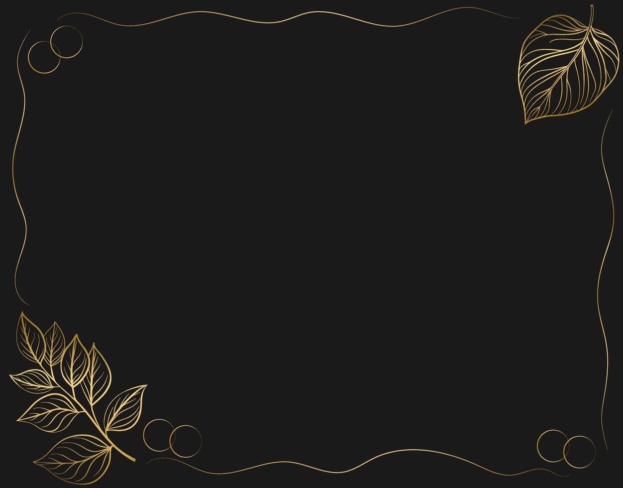Elegant Golden Leaf Outlines on Dark Background vector