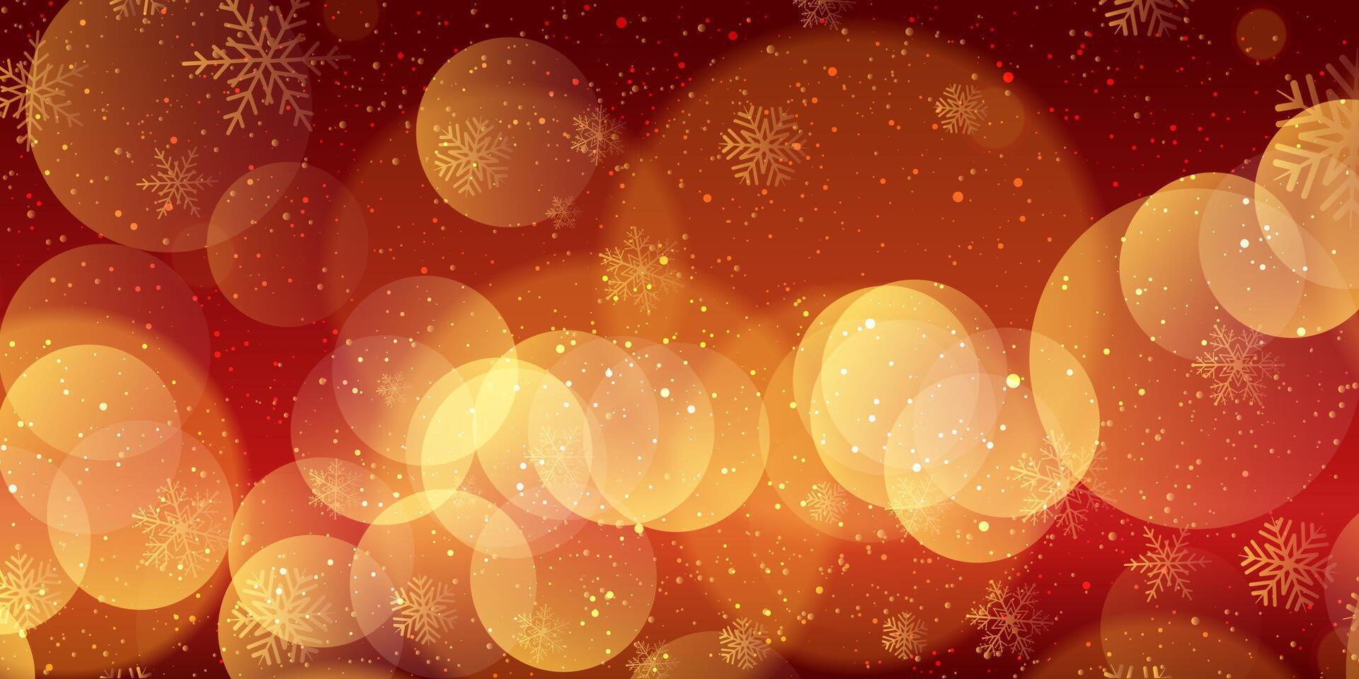 Christmas banner with snowflakes and bokeh lights design vector