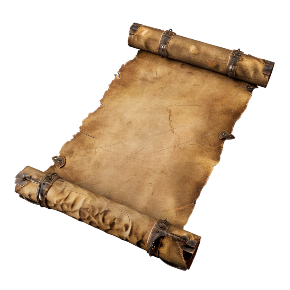 Old scroll ancient manuscript isolated on transparent background png