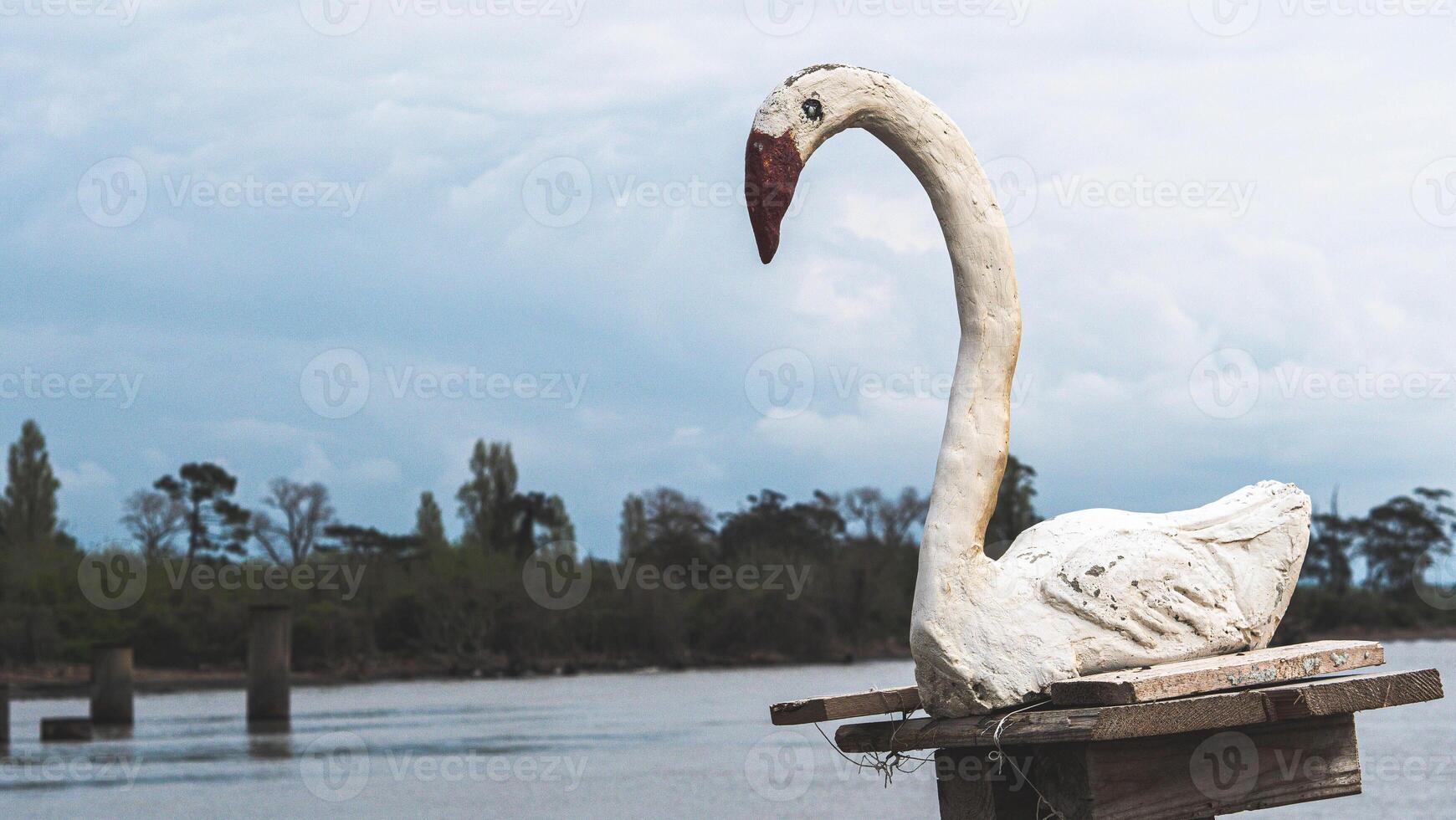 A swan made out of old tyres strange art home made hand made creepy photo
