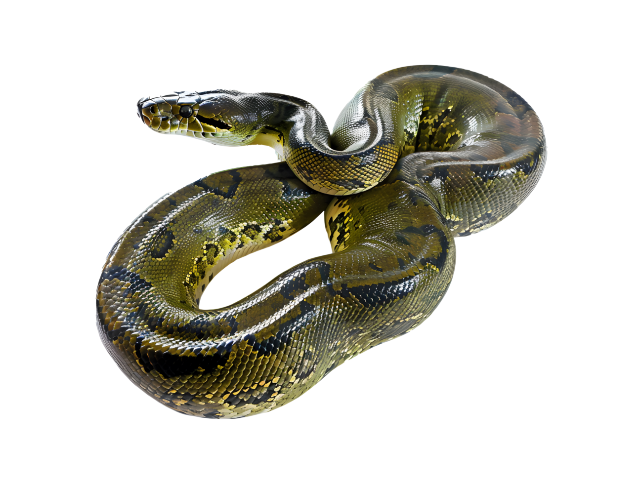 coiled snake with patterned scales png
