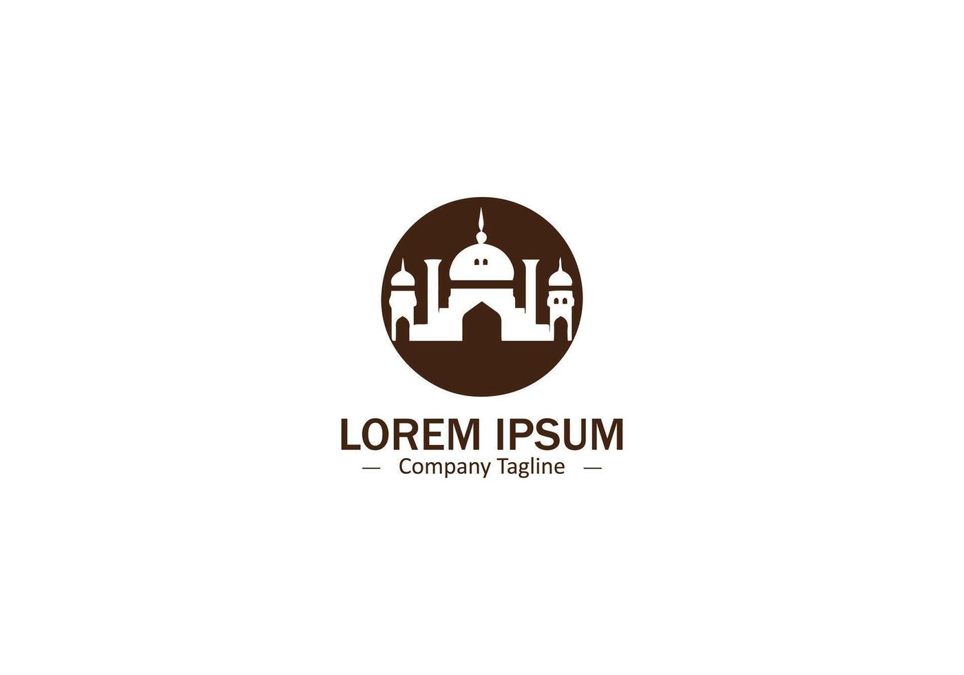 A striking silhouette of a mosque, its intricate details highlighted against a circular backdrop logo icon illustration. vector