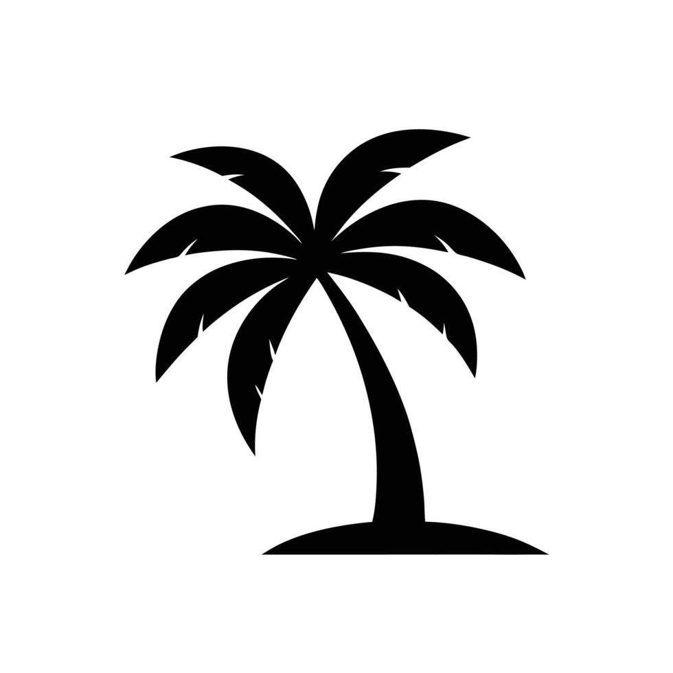 Tropical Palm Tree Icon Illustration Silhouette for Beach and Nature Themes vector