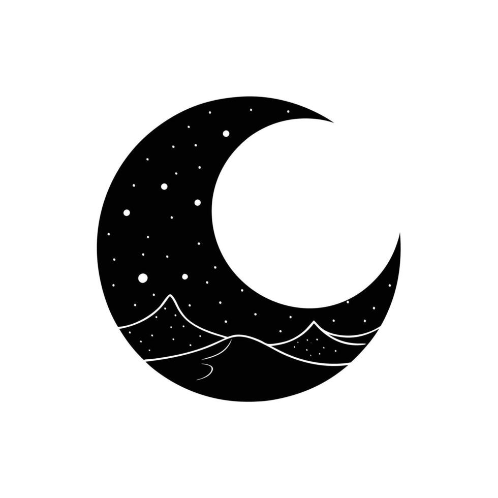 Crescent Moon Illustration Icon Silhouette for Nighttime Magic vector