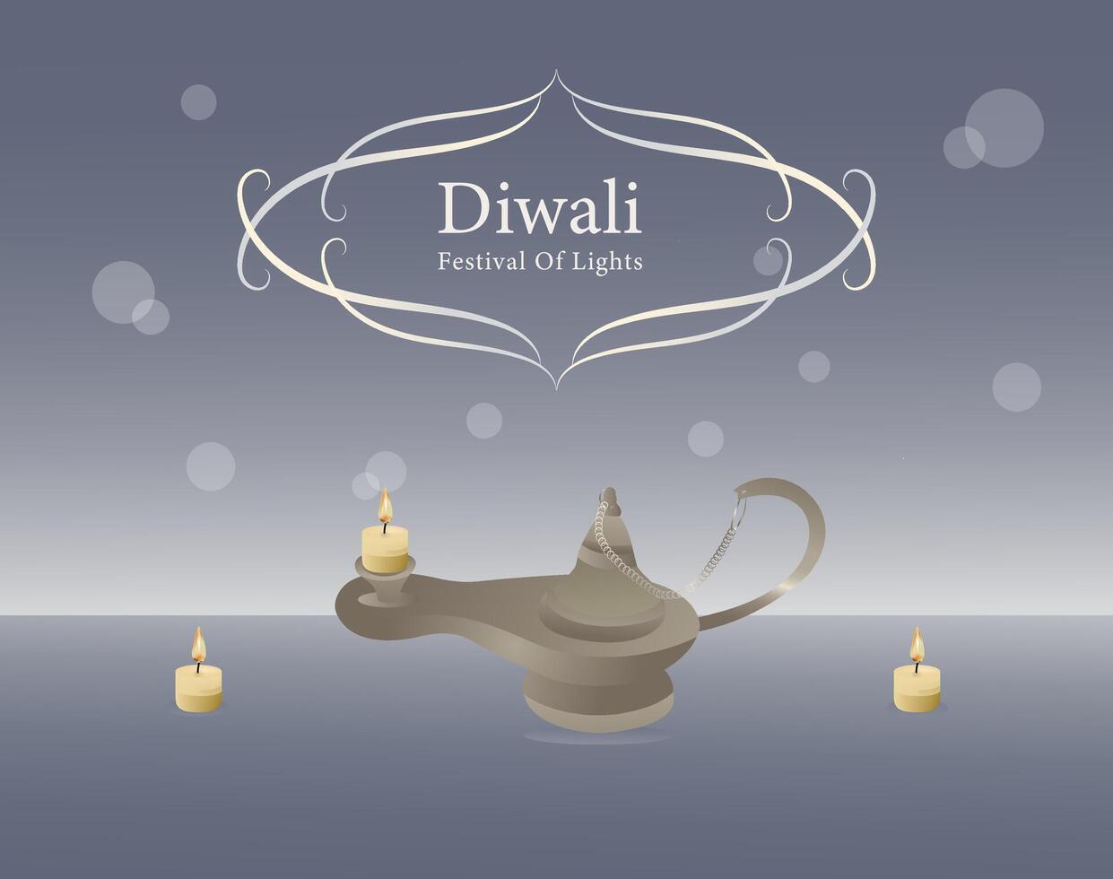 diwali lantern and candle light on decorate background vector