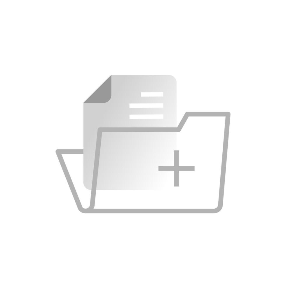 illustration featuring a silhouette of a document and line icon of a folder, designed to represent the Add Document, File or Data button vector