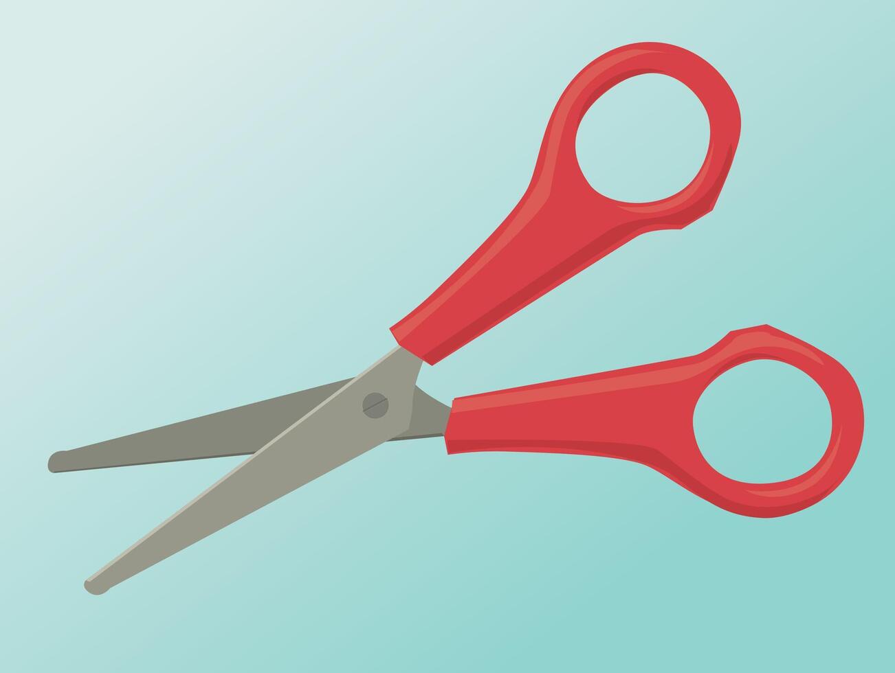 A pair of red scissors in an open position vector