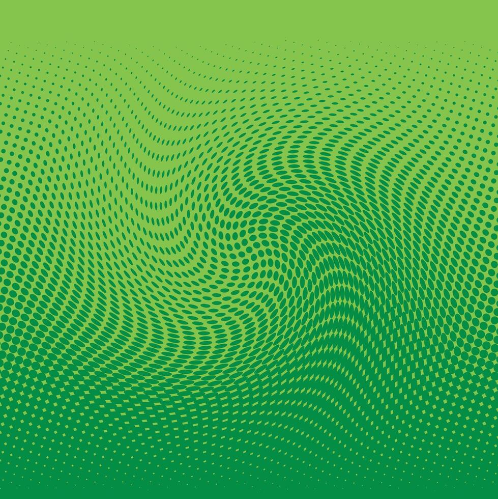 Color halftone in cool green tints. The shape is a twist vector