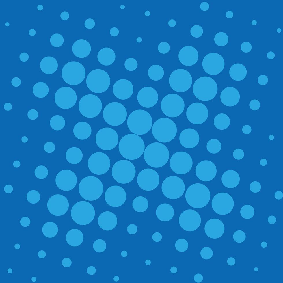 Color halftone in cool blue tints. The shape is a square in perspective vector