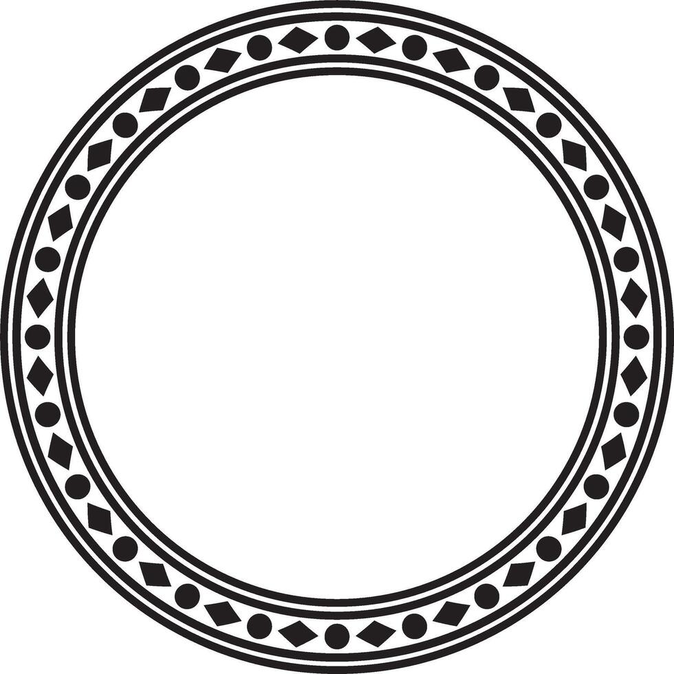 round black monochrome ancient Russian ornament. Slavic border, frame. Circle, ring. Painting of the royal chambers. vector