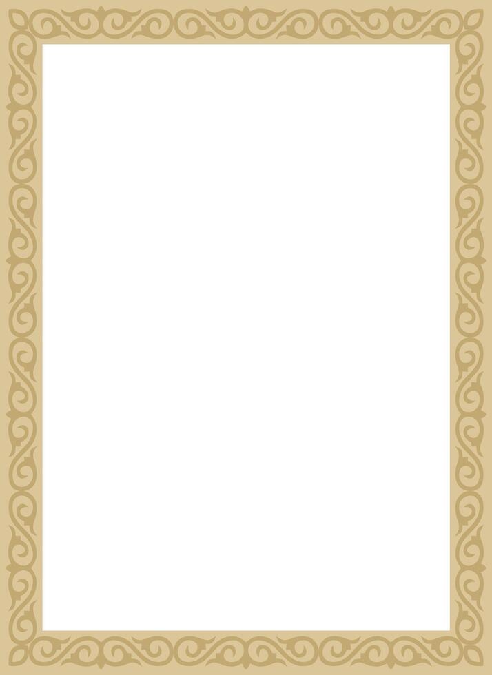 golden square Kazakh national ornament. Ethnic pattern of the peoples of the Great Steppe, vector