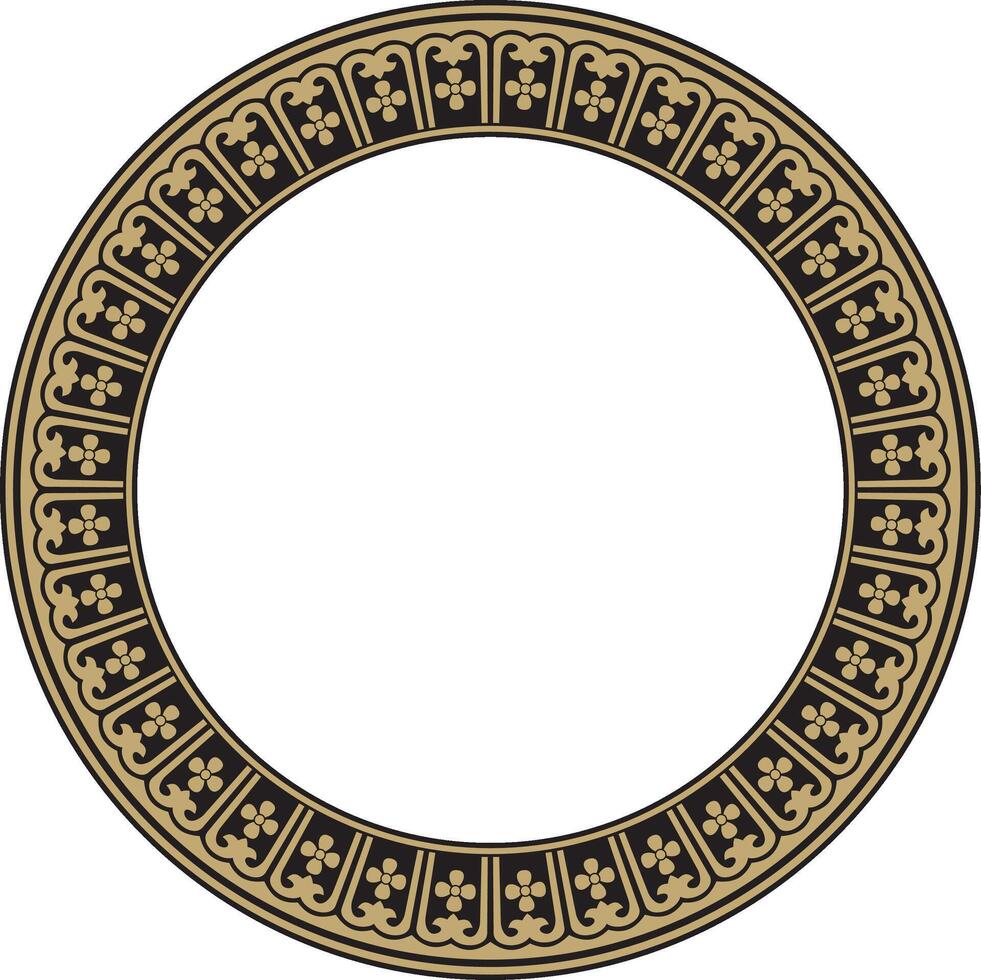 gold with black Chinese circle, ring, frame. Round ornaments of oriental peoples, korea, taiwan, china, hong kong, indonesia vector