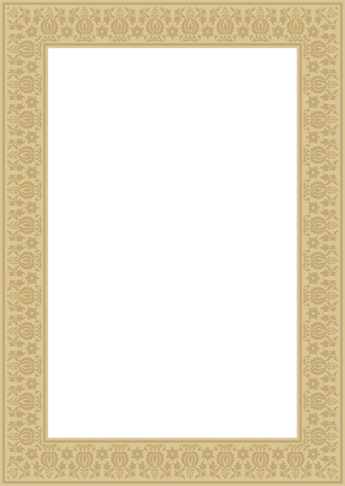 square gold ancient Russian ornament. Slavic rectangle, border, frame. Painting of the royal chambers. vector