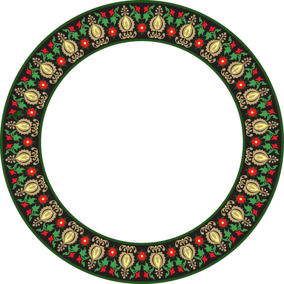 round colored ancient Russian ornament. Slavic border, frame. Circle, ring. Painting of the royal chambers. vector