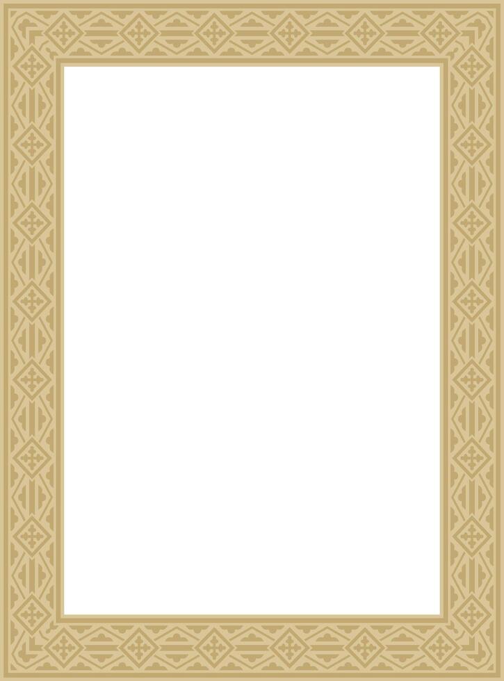 golden square classic renaissance ornament. Rectangle, european border, revival style frame vector