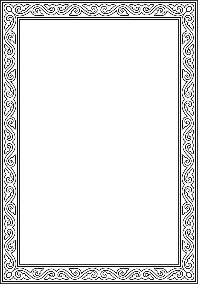 square black contour ancient Russian ornament. Slavic rectangle, border, frame. Painting of the royal chambers. vector
