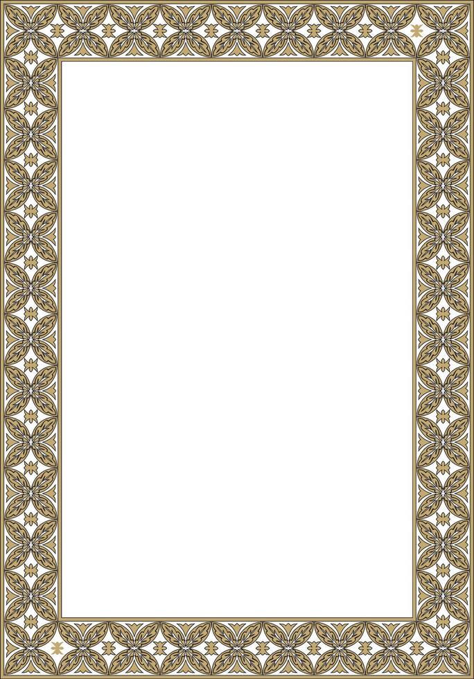 square gold and black ancient Russian ornament. Slavic rectangle, border, frame. Painting of the royal chambers. vector