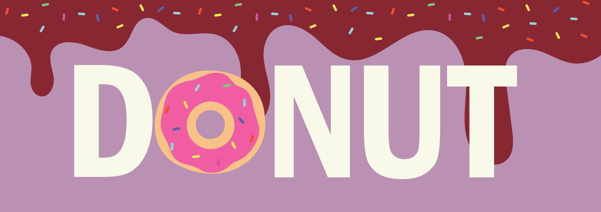 Playful donut design with colorful sprinkles and chocolate glaze on a pastel background. Design for bakery menus, social media, packaging, gift cards, websites, and events vector