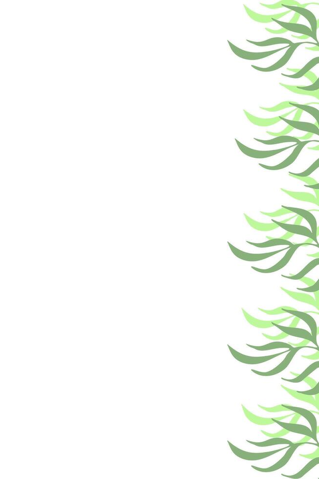 frame of leaves side view on vertical white background. vector