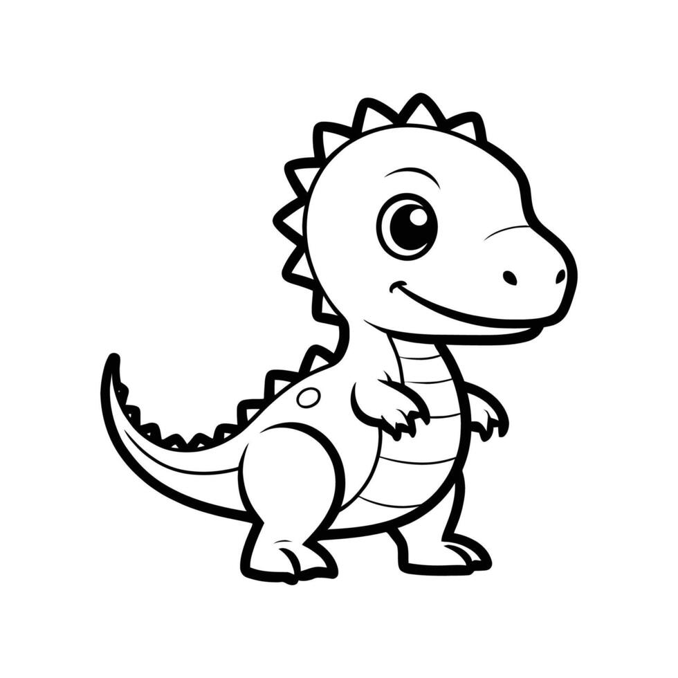 Baby Dinosaur with Small Tail Silhouette on White Background vector