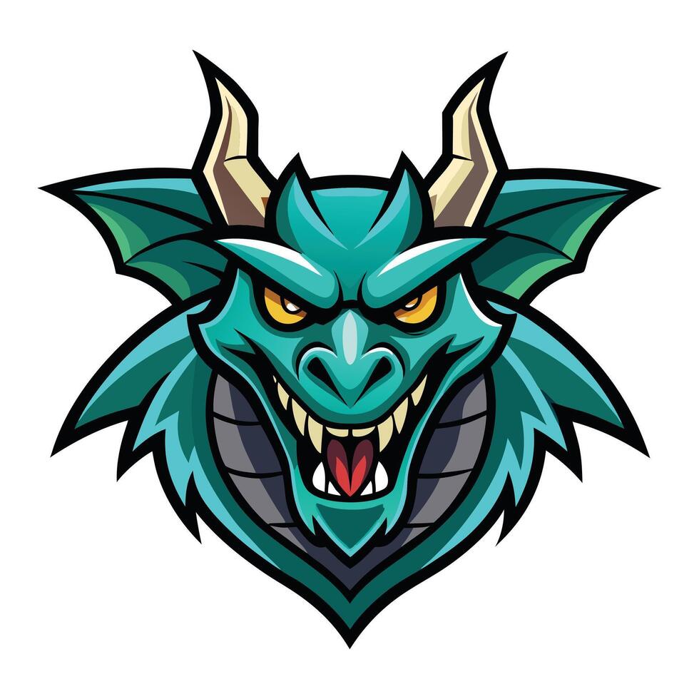 Dragon Head Mascot Illustration on White Background vector