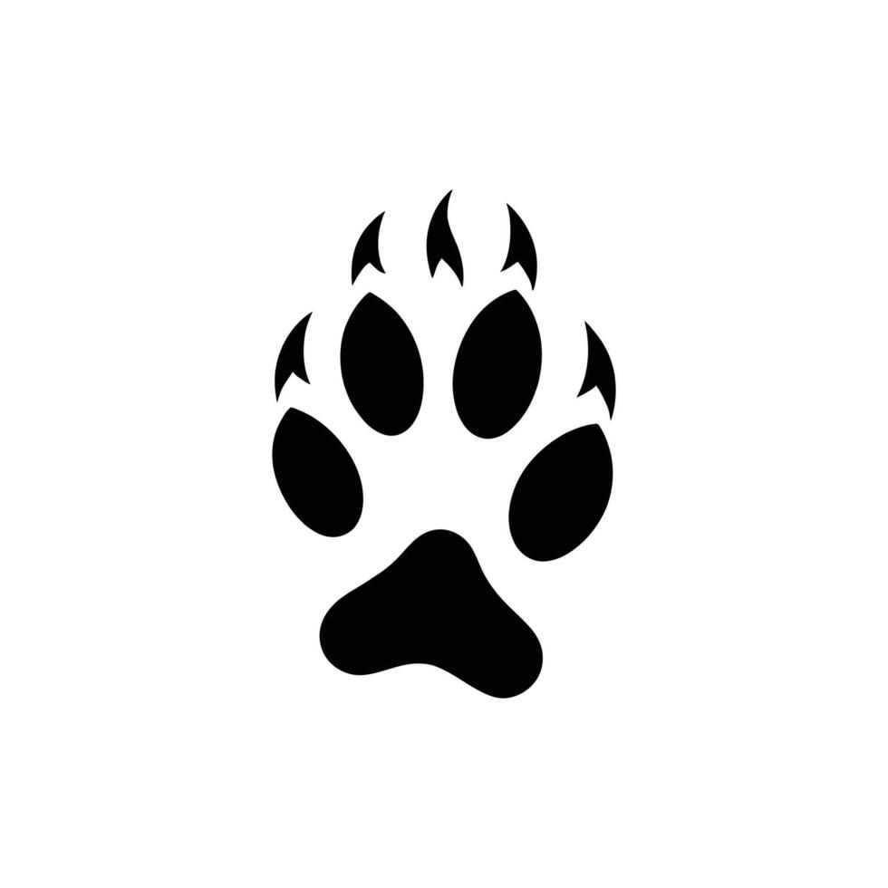 Classic Dog Paw Print Silhouette on White Background vector