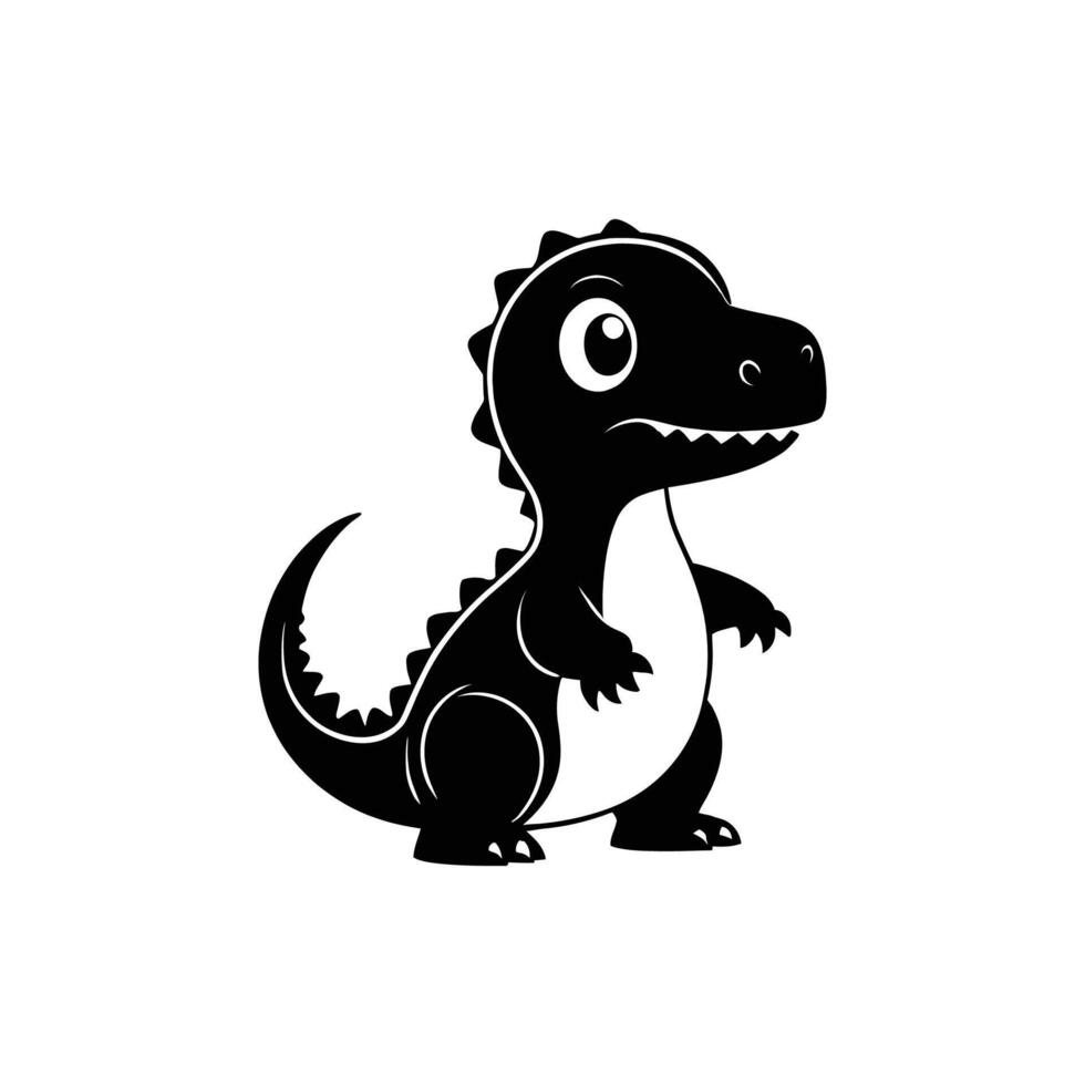 Cute Baby Dinosaur Silhouette on White Background vector