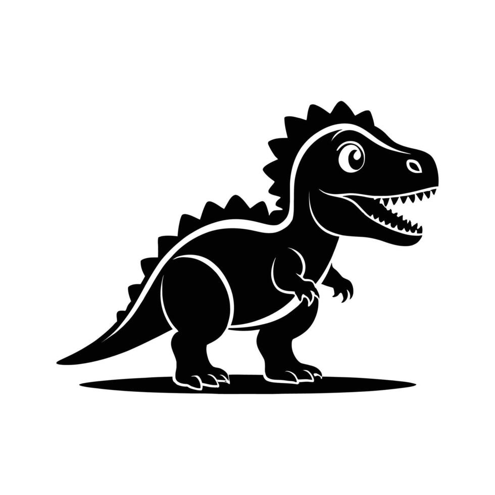 Tiny Baby Dinosaur Silhouette on White Background vector