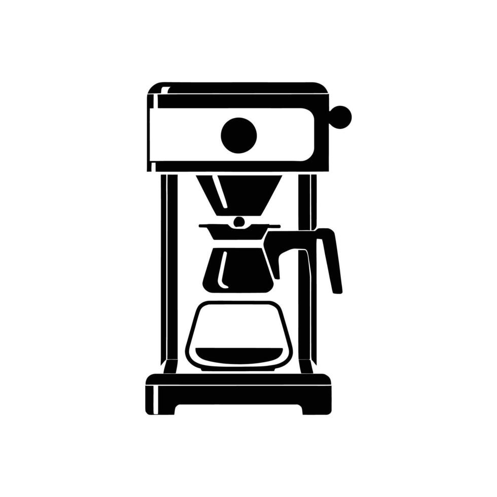 Coffee Maker Silhouette with Detailed Outline on White Background vector