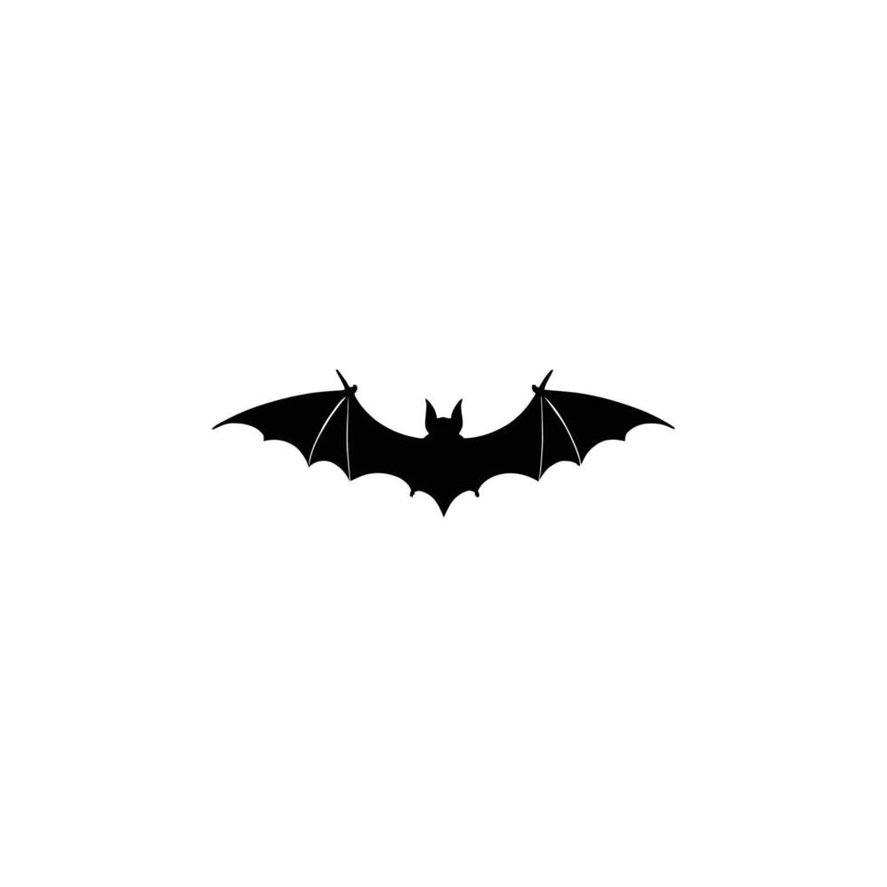 Bat Silhouette with Detailed Wings on White Background vector