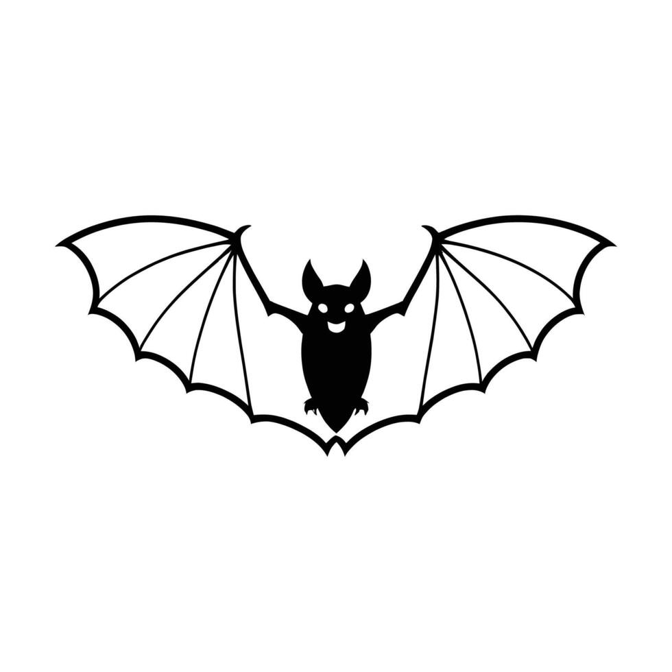 Classic Bat Silhouette in Flying Stance on White Background vector
