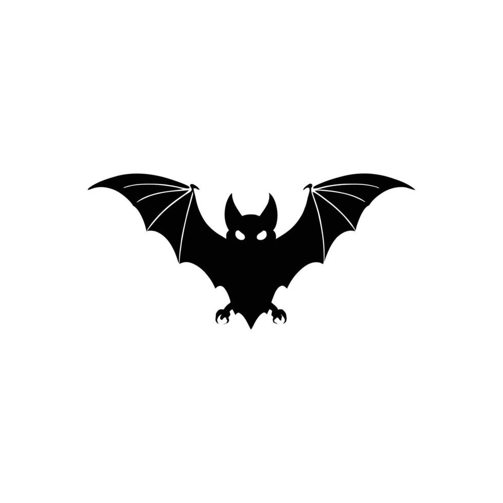Simple Bat Silhouette in Mid-Flight on White Background vector