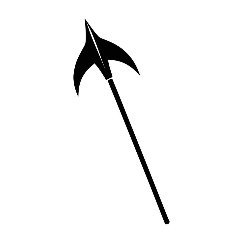 Silhouette of Chopping Axe with Sturdy Handle on White Background vector