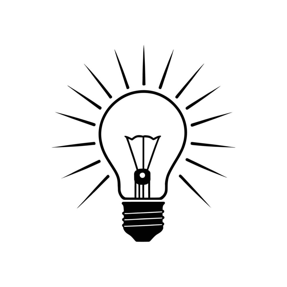 Incandescent Bulb Silhouette on White Background vector