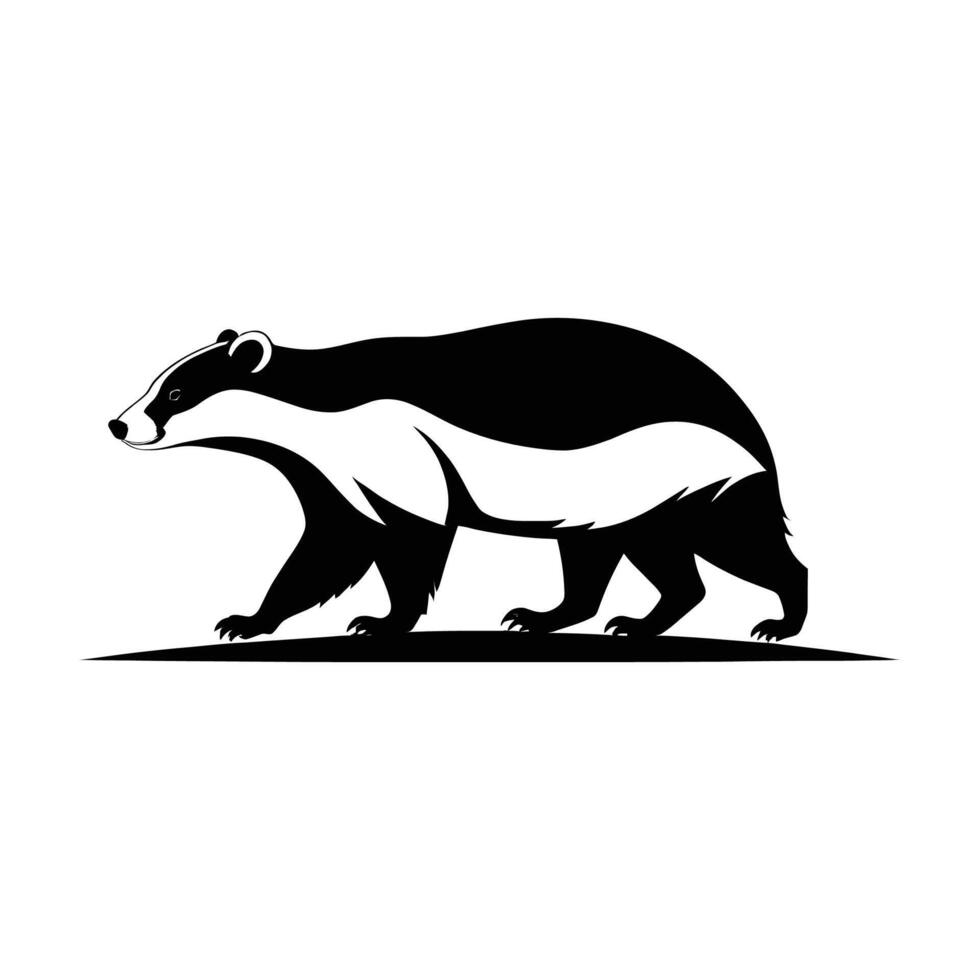 Silhouette of Badger in Profile View on White Background vector