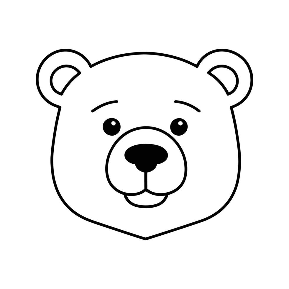 Strong Bear Silhouette with Rounded Body on White Background vector