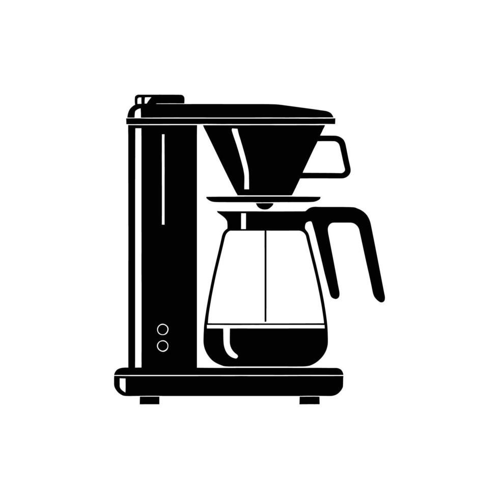 Silhouette of Modern Coffee Machine on White Background vector