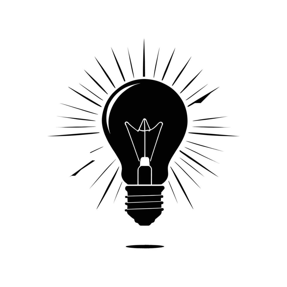 Detailed Bulb Silhouette with Clear Filament on White Background vector