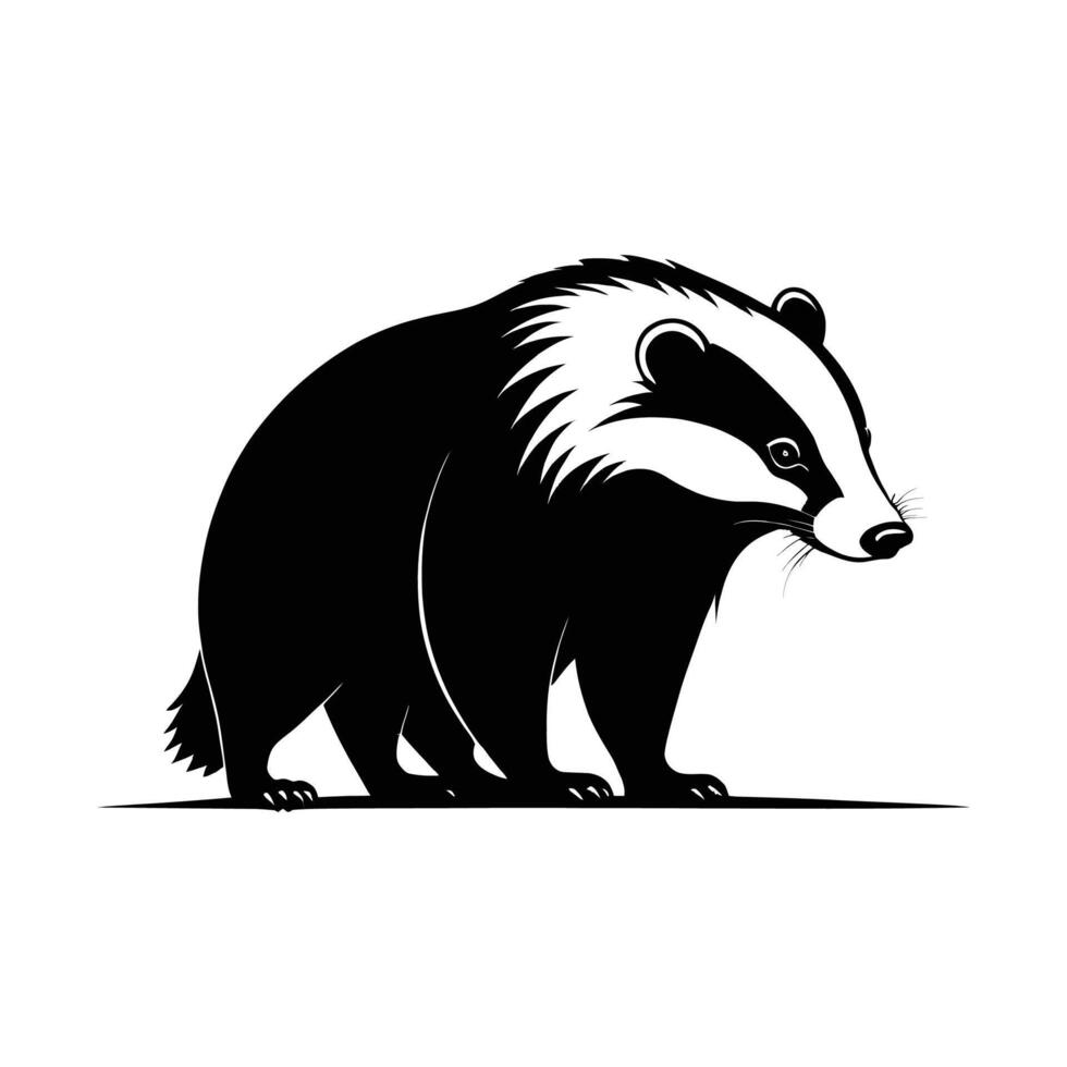 Artistic Badger Silhouette in Minimalist Form on White Background vector