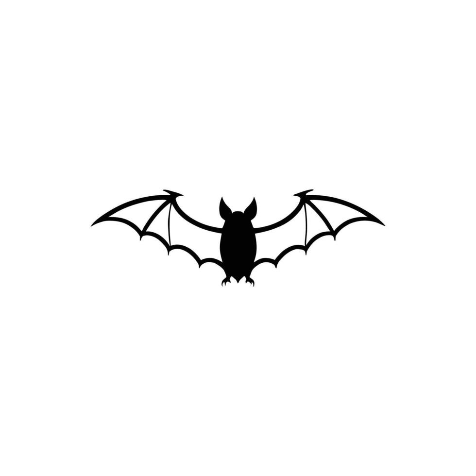 Minimalist Bat Silhouette with Curved Wings on White Background vector